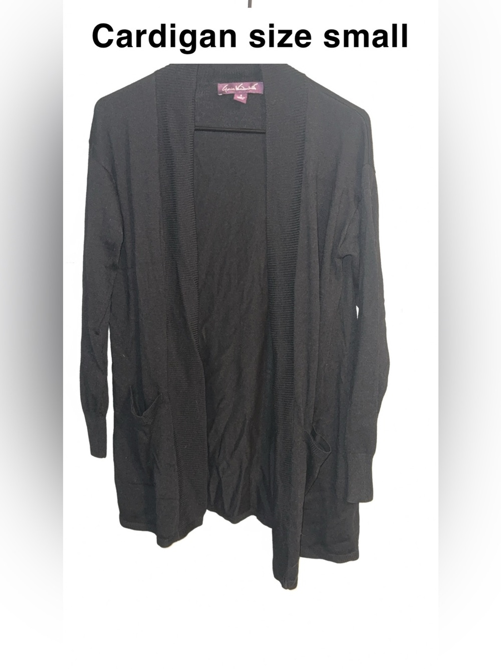 Gloria Vanderbilt Black Open Front Cardigan
